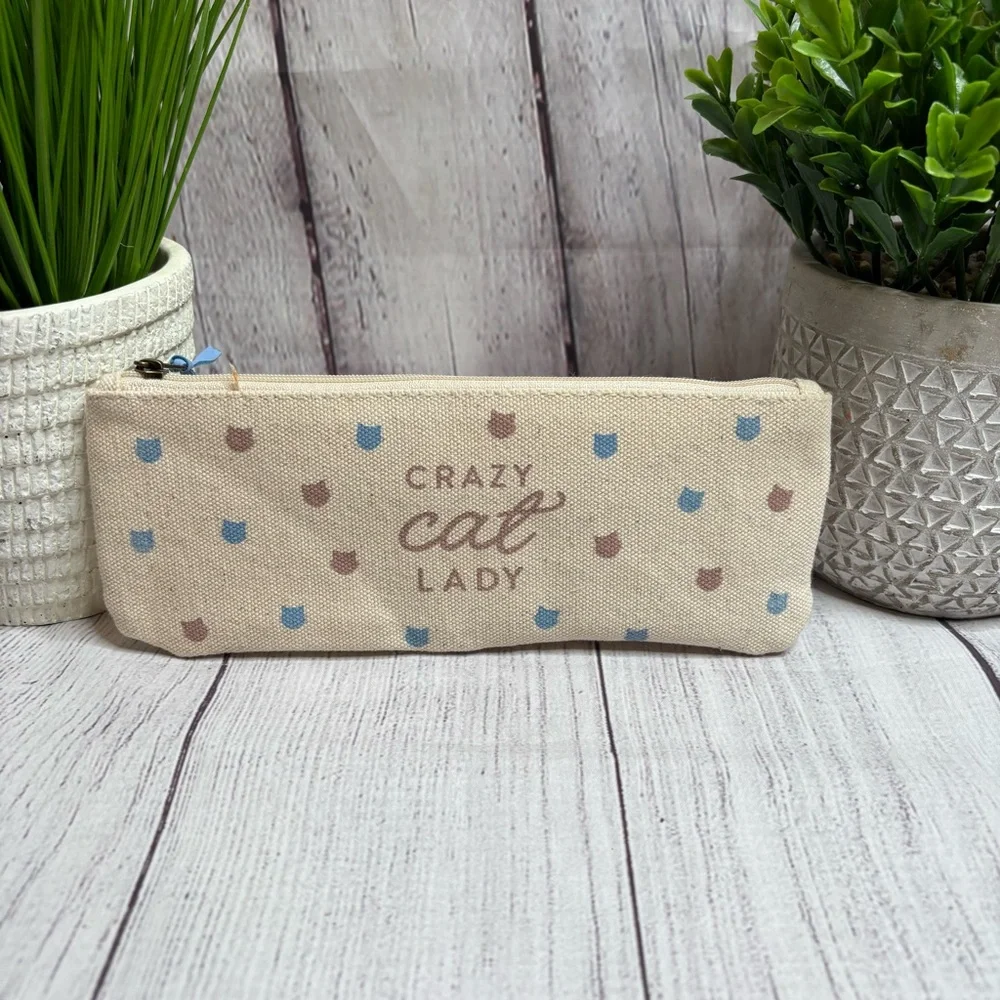 Crazy Cat Lady Canvas Zip Top Pencil Pouch